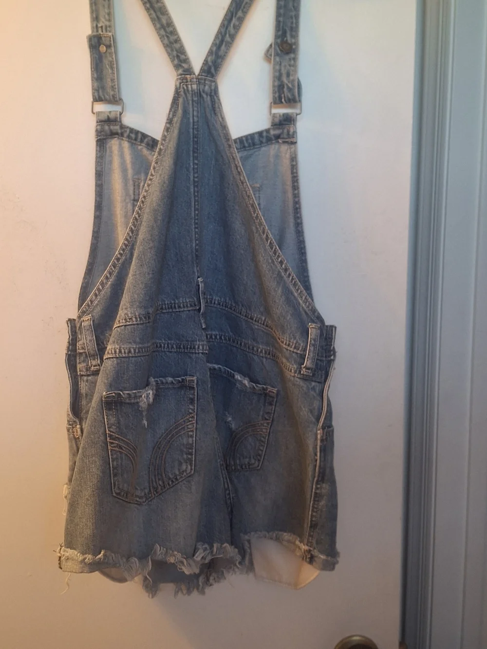 Hollister Light Blue Denim Short Overalls